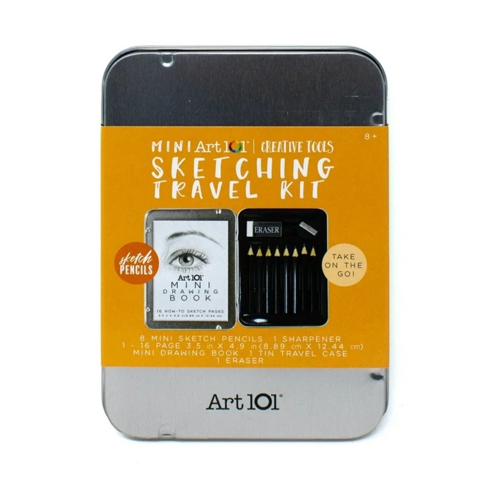 Art 101 Creative Tools Mini 12Pc Sketching Tin Drawing Set NWT
